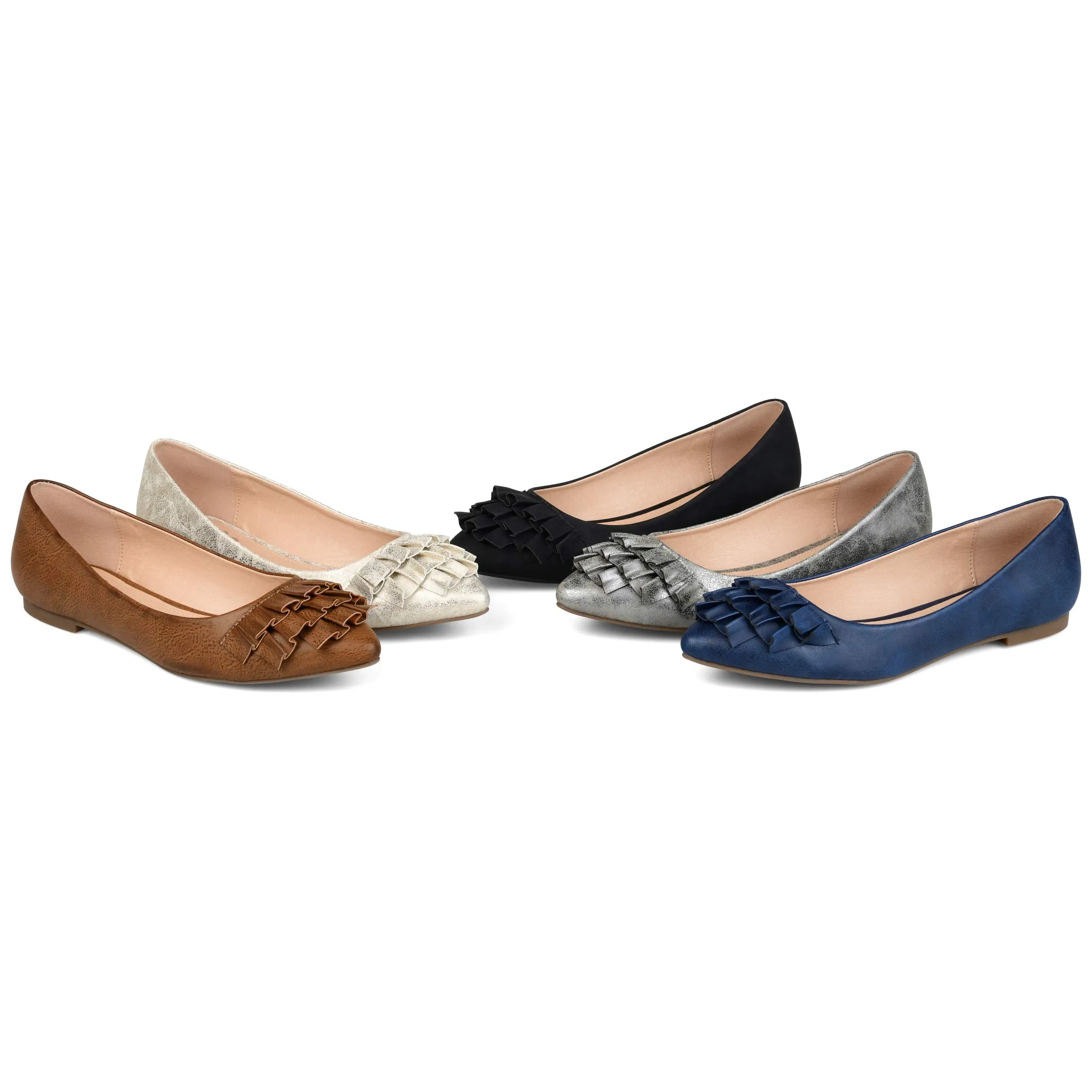 Journee Collection Womens Judy Faux Leather Ballet Flats Tan 8.5 Medium (B,M)