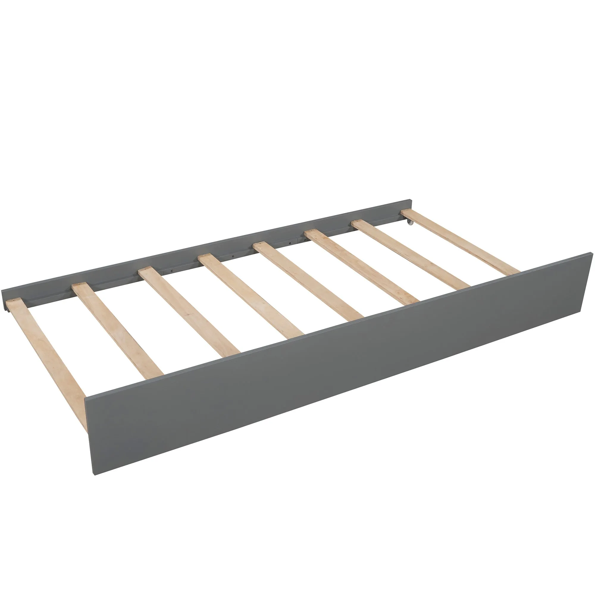 L-shaped Platform Bed with Trundle and Drawers Linked with built-in Flip Square Table,Twin