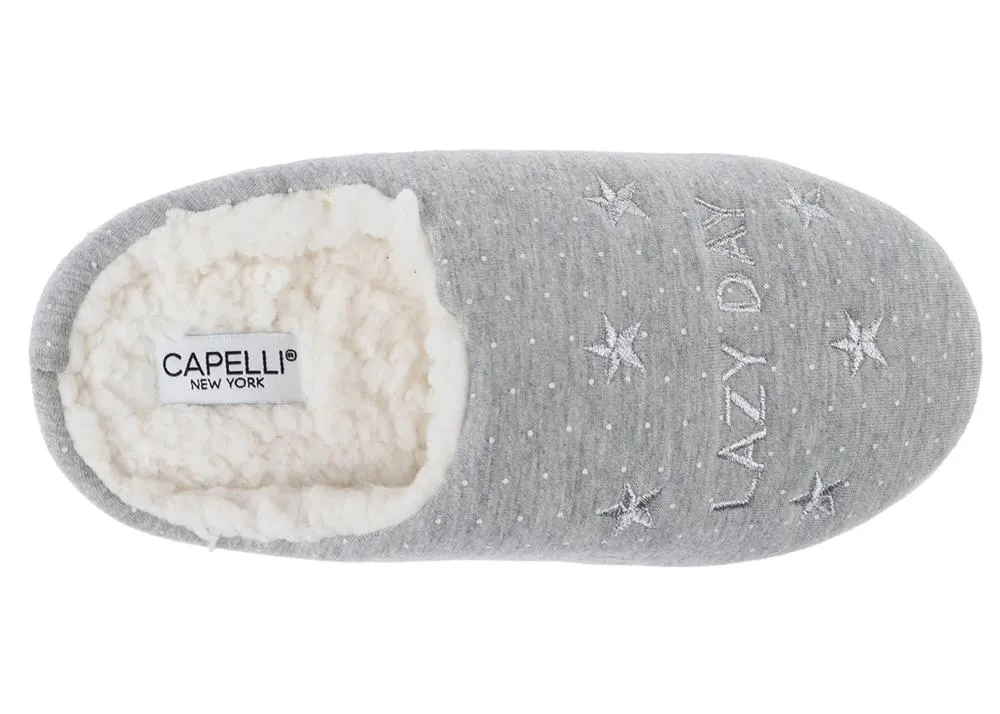 Ladies Lazy Day Polka Dots and Stars Moccasin Slipper