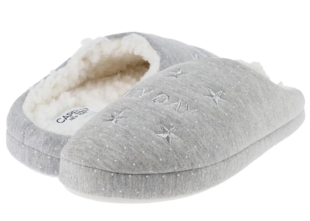 Ladies Lazy Day Polka Dots and Stars Moccasin Slipper