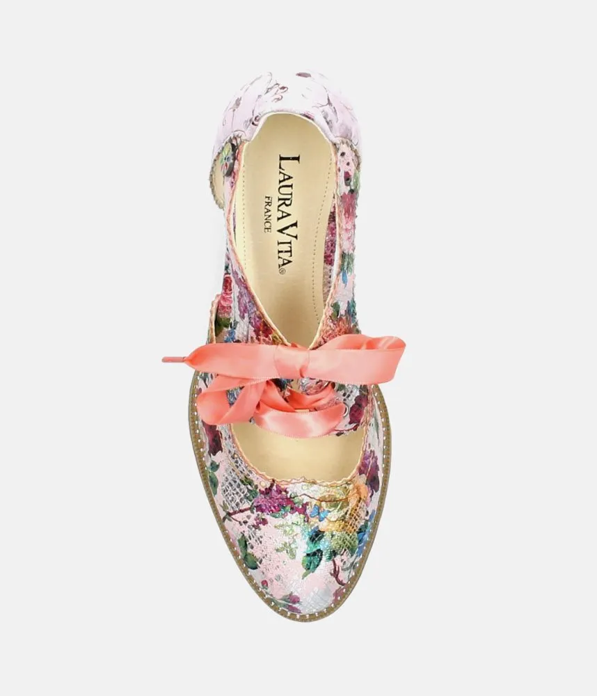 Laura Vita Pretty Floral Lace Up Shoes