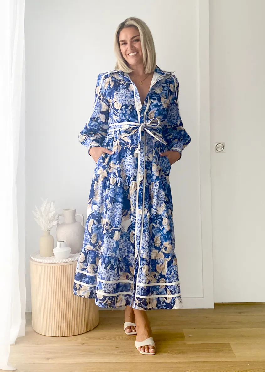 Libby Maxi Dress - Navy Hydrangea