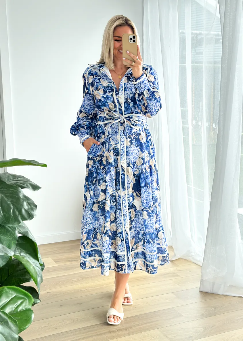 Libby Maxi Dress - Navy Hydrangea