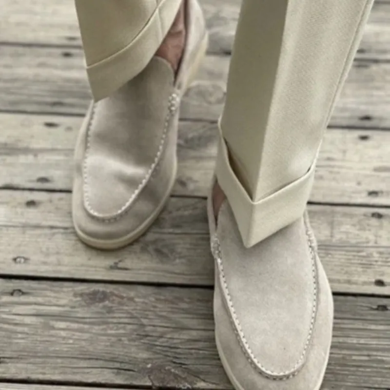 Lichtgrijze Suède Loafers - Old Money Style - Heren Schoenen