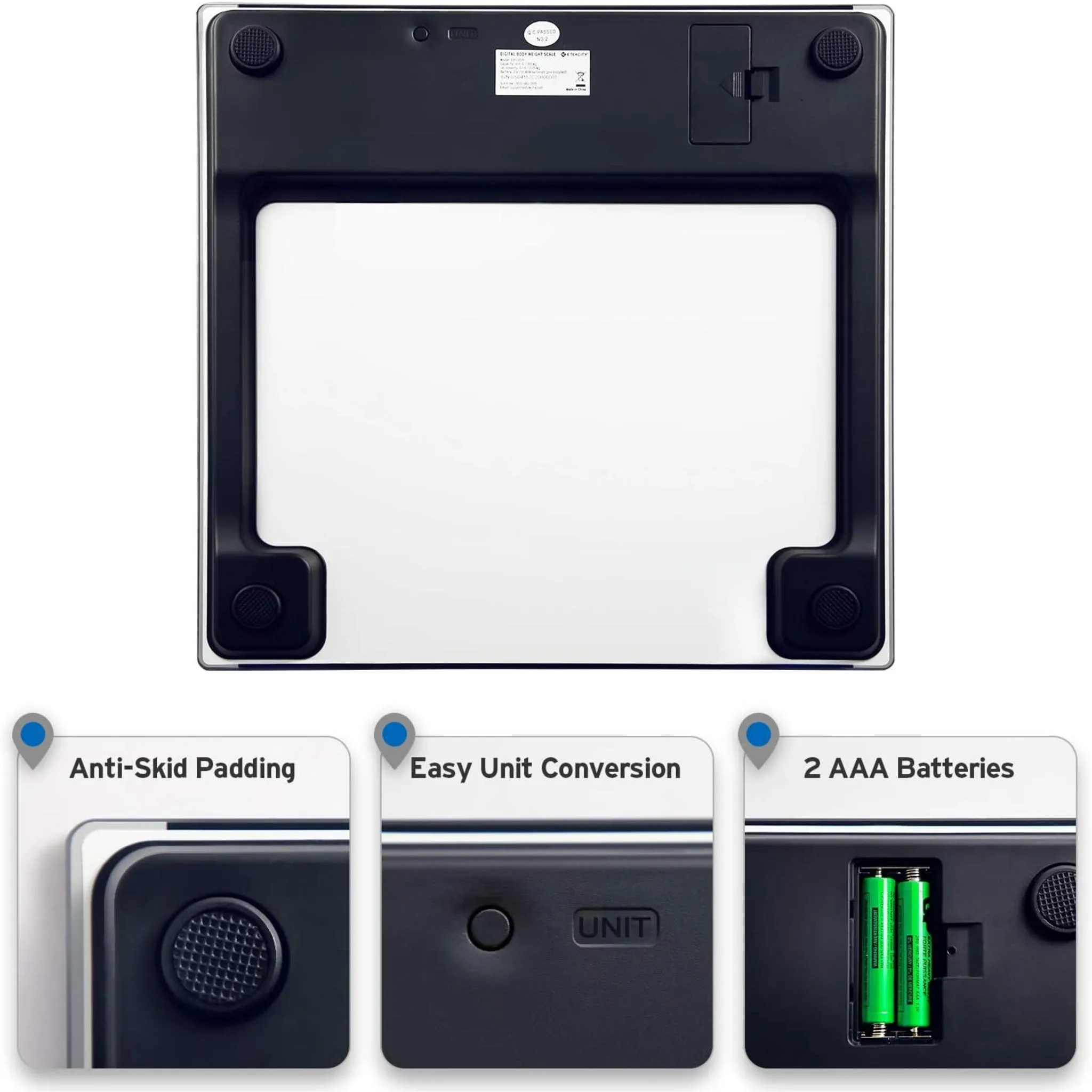 Like New/Unboxed- Etekcity Digital Body Weight Bathroom Scale With Step-On Technology (Black)