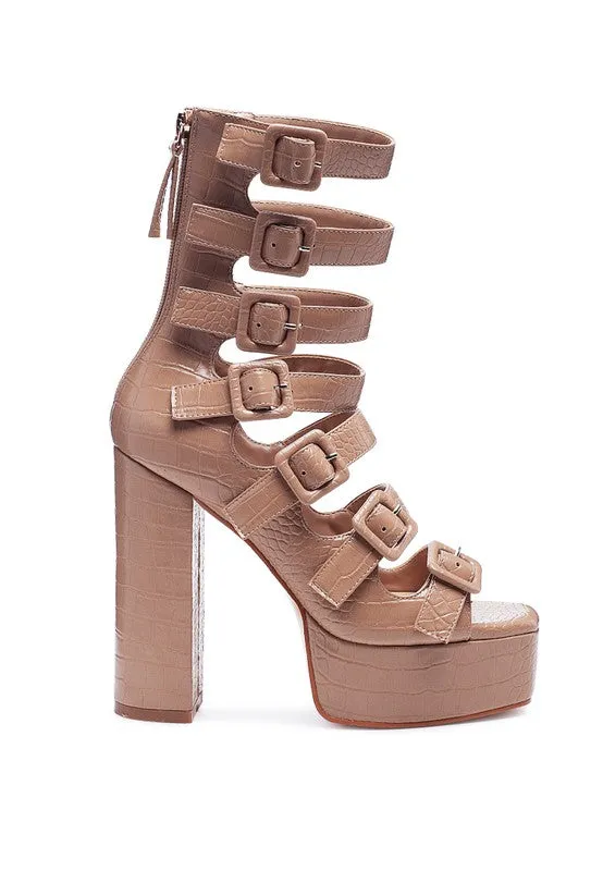 London Caged Buckled High Heel