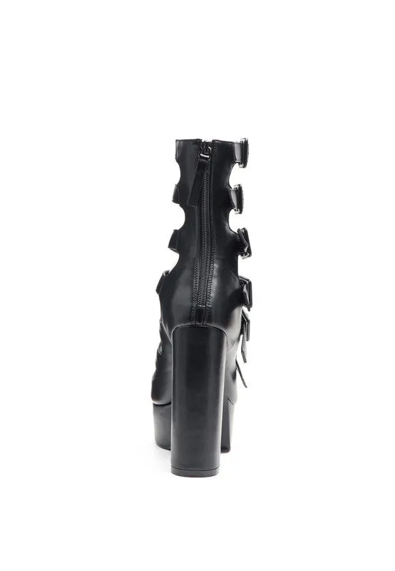 London Caged Buckled High Heel