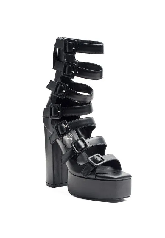 London Caged Buckled High Heel