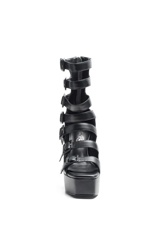 London Caged Buckled High Heel