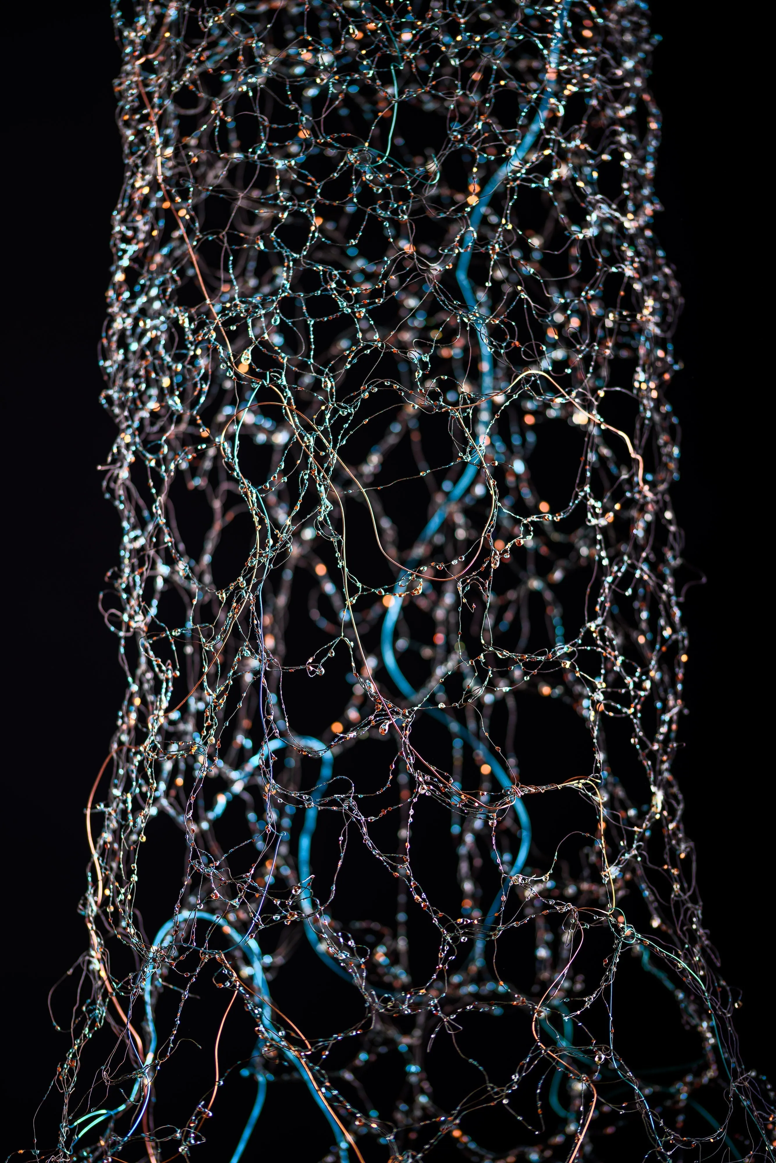 Long Copper Metal Lace Dress Sculpture ~ Aeris Sidus (Copper Stars)
