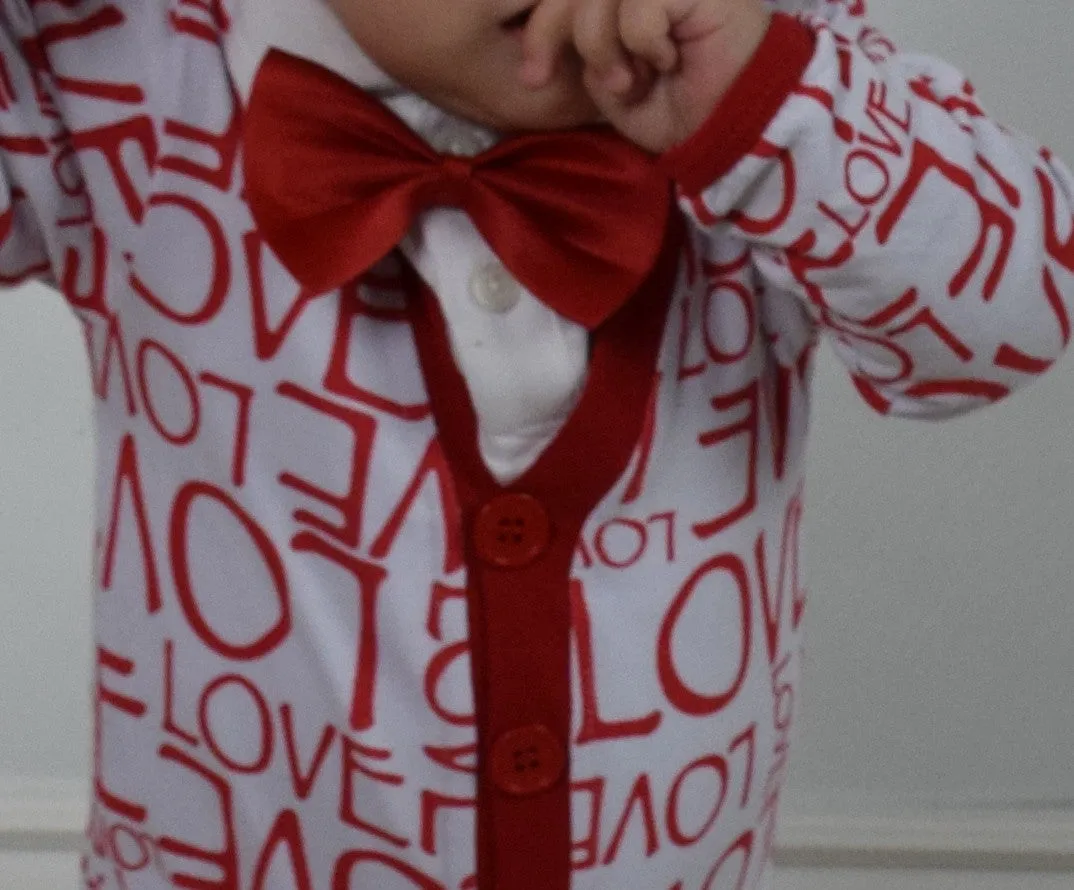 Love - Love - Love 2pc Onesie w/Bowtie