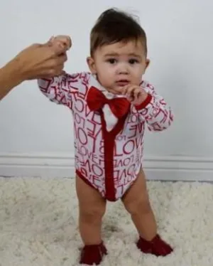 Love - Love - Love 2pc Onesie w/Bowtie