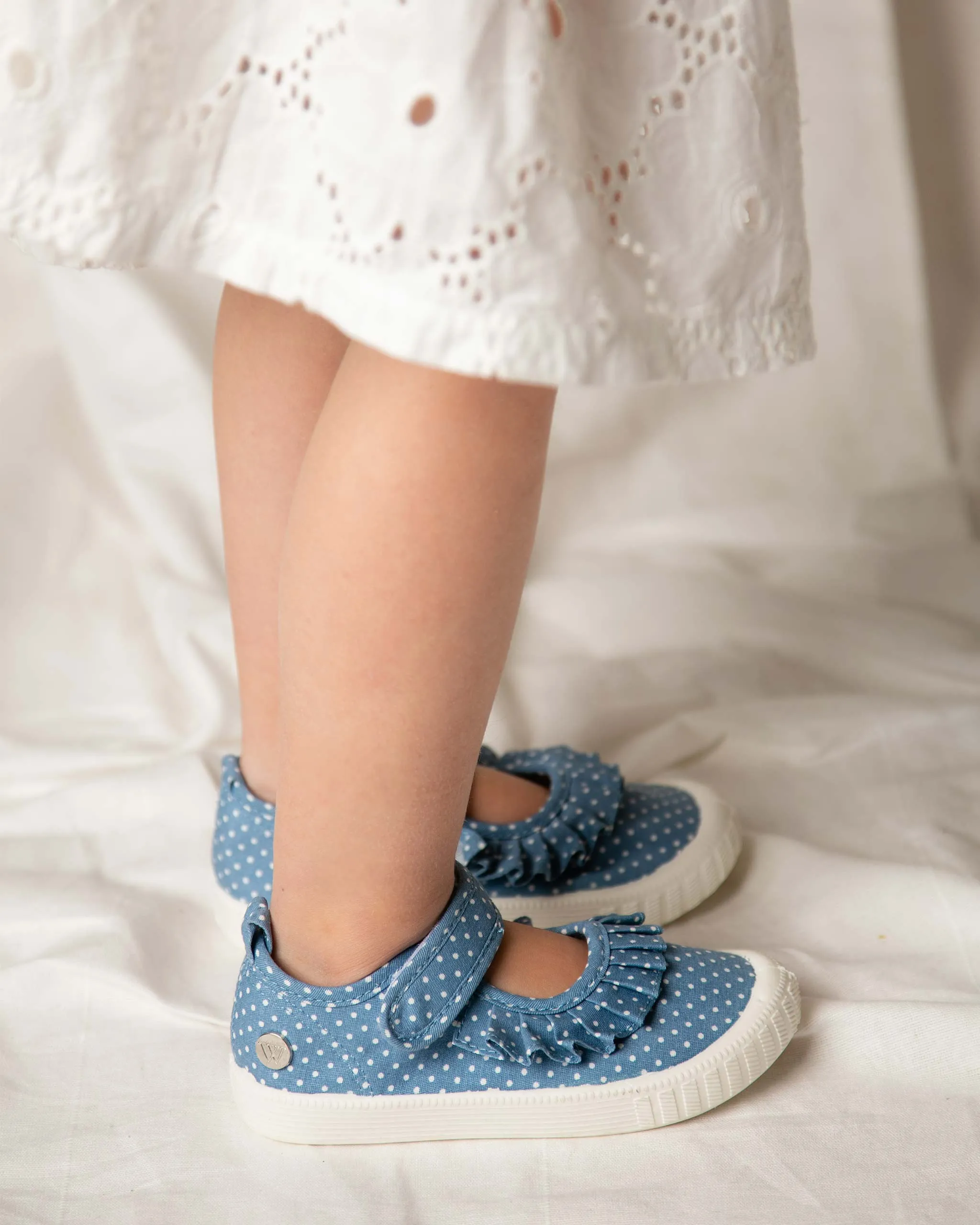 Mary Jane Frill Canvas - Spot Blue