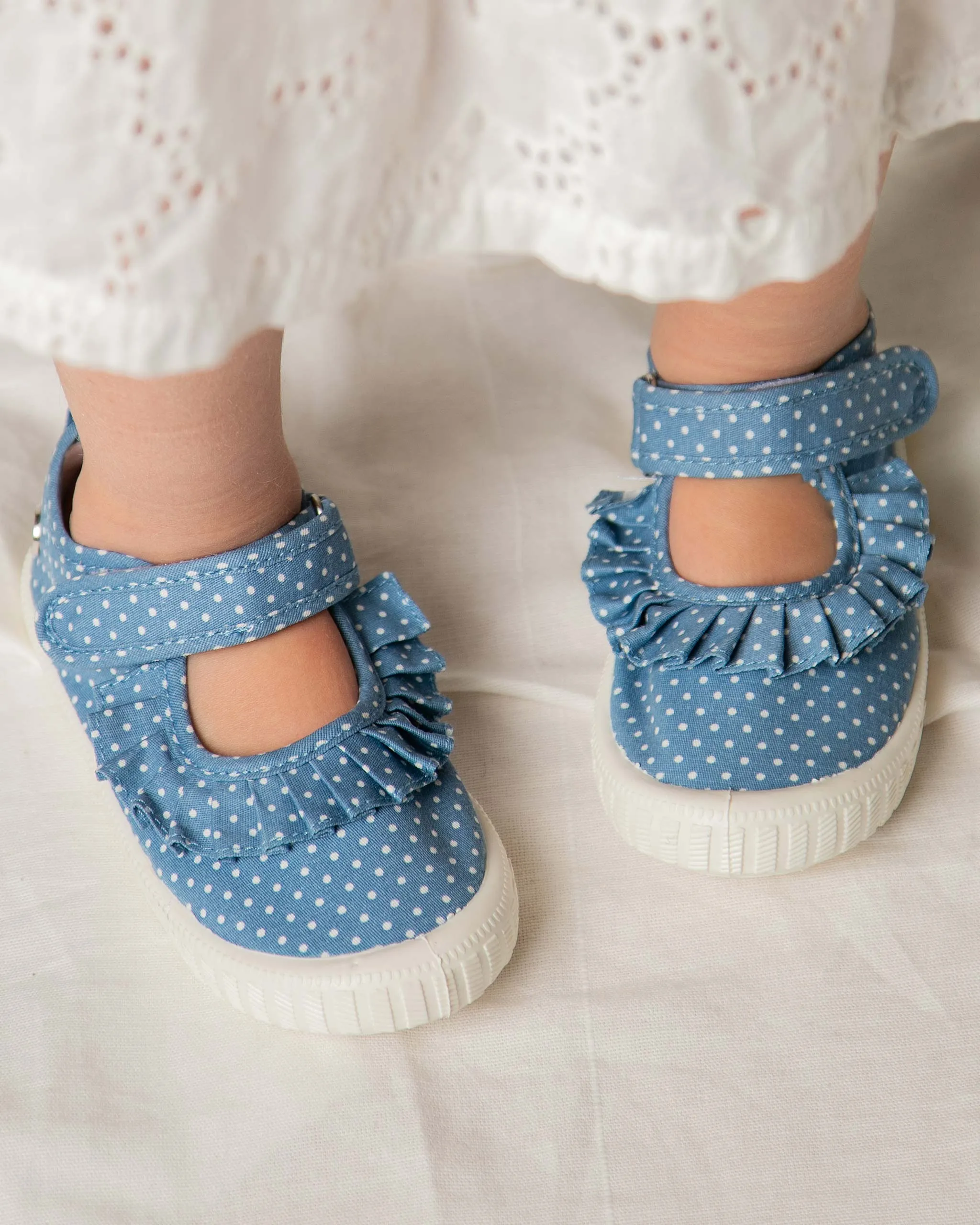 Mary Jane Frill Canvas - Spot Blue