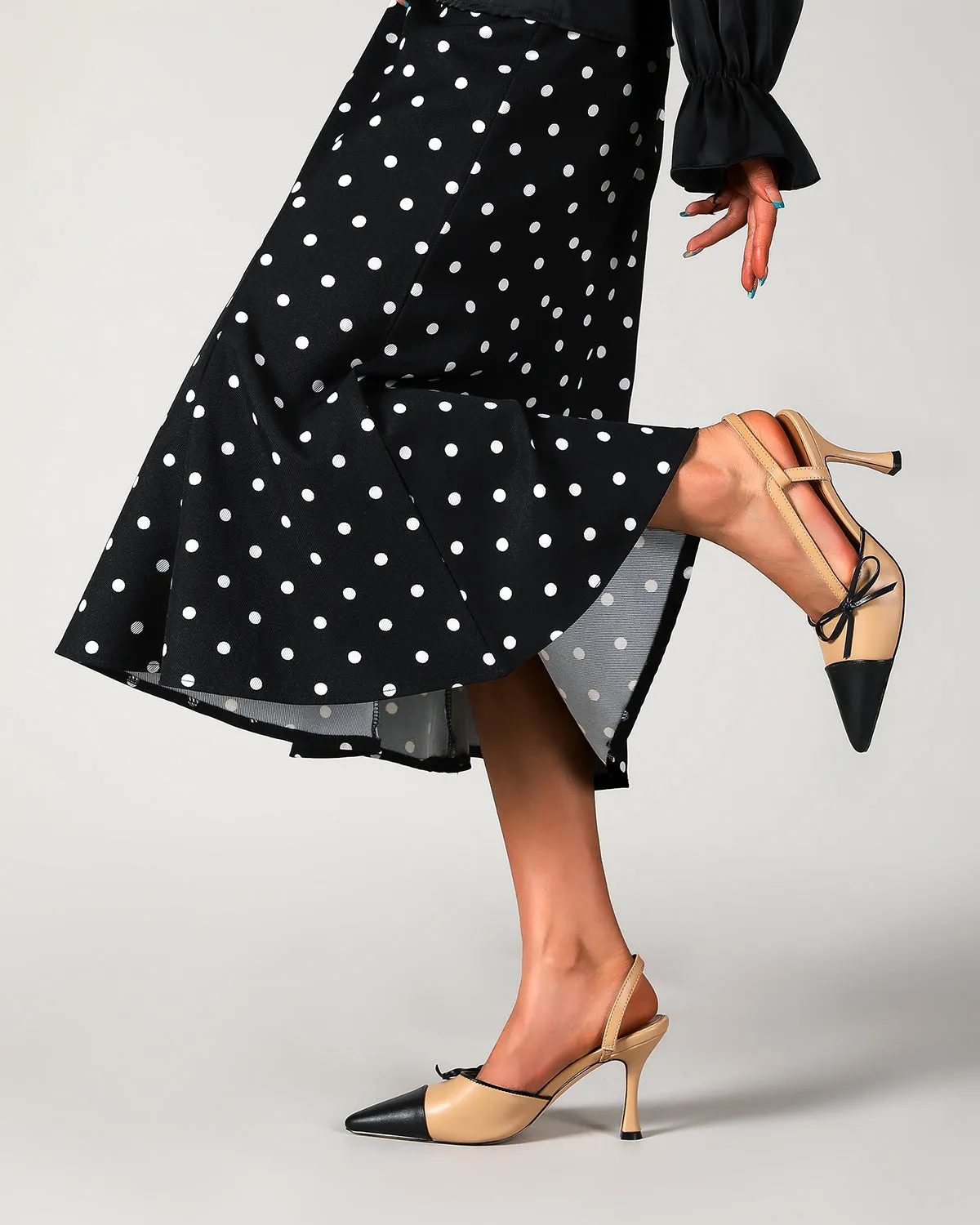 Matte leather slingback high heel pump shoes for ladies