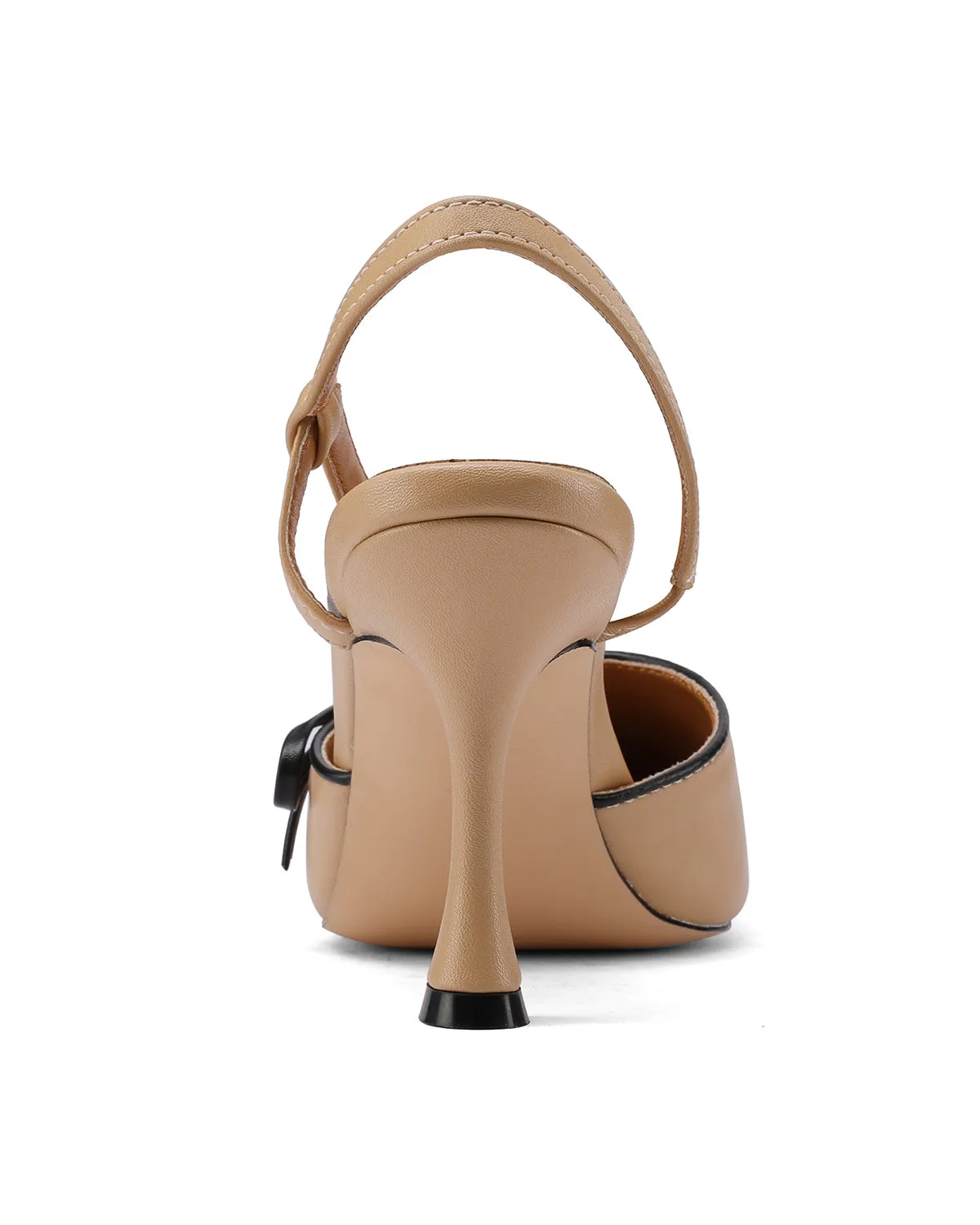 Matte leather slingback high heel pump shoes for ladies