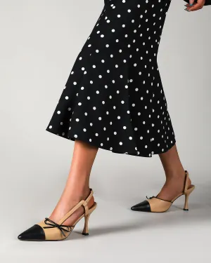 Matte leather slingback high heel pump shoes for ladies
