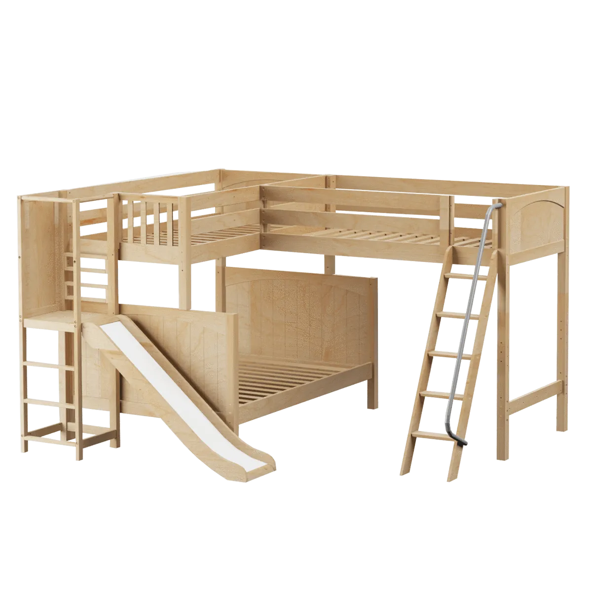 Maxtrix High Twin over Full Corner Loft Bunk Bed with Ladder   Slide Platform