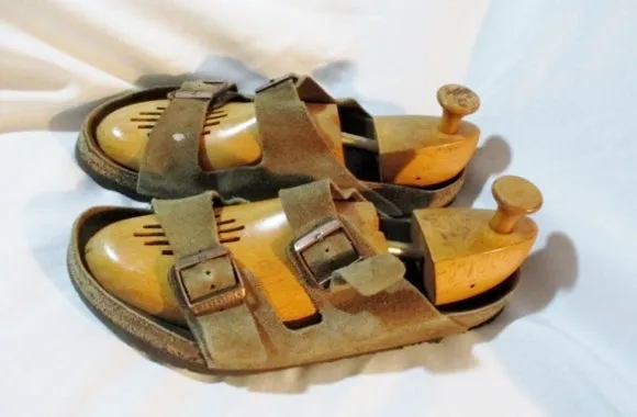 Mens BIRKENSTOCK GERMANY Suede Sandals Shoes Slip-On 47 / 14 TAN BUCKLE