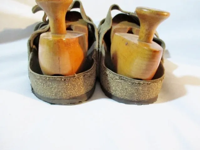 Mens BIRKENSTOCK GERMANY Suede Sandals Shoes Slip-On 47 / 14 TAN BUCKLE