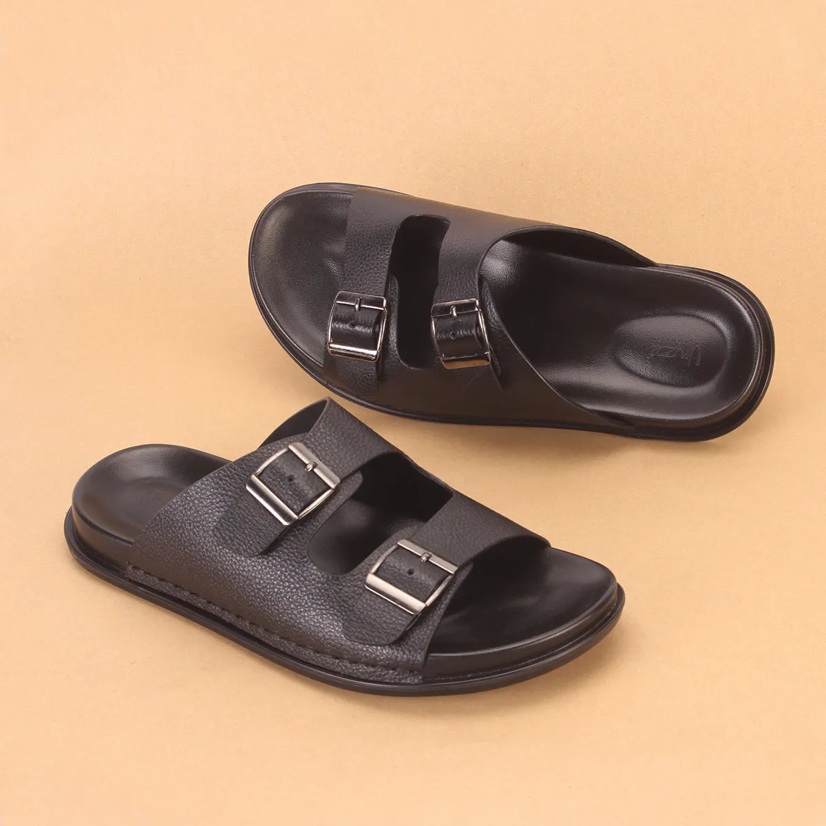Mens "DUTCH" Leather Slide In Summer Slippers