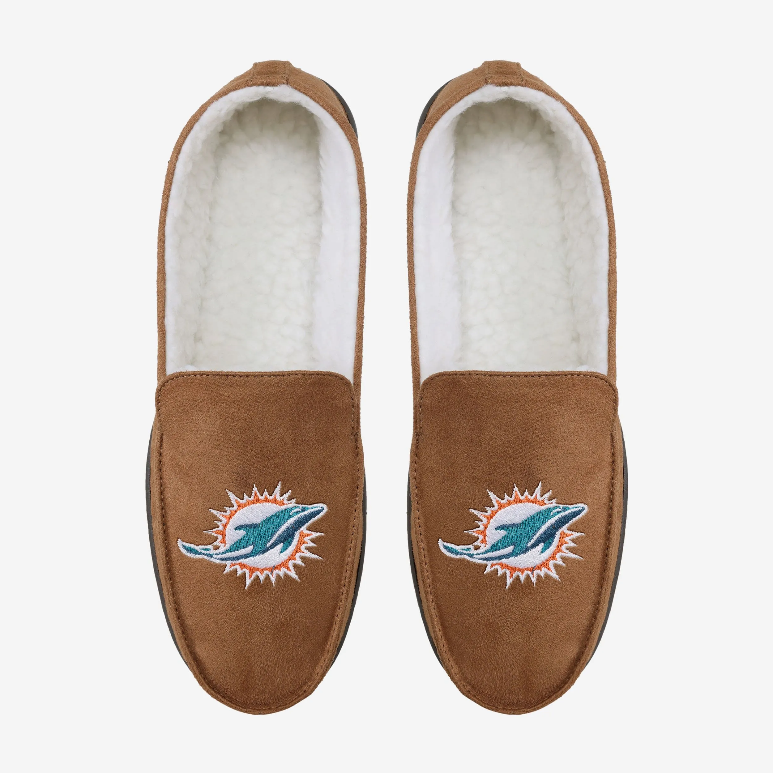 Miami Dolphins Beige Moccasin Slipper