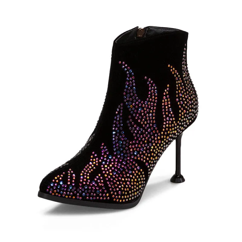 Mixed-Blood Pointed Fancy Diamond Party Boots