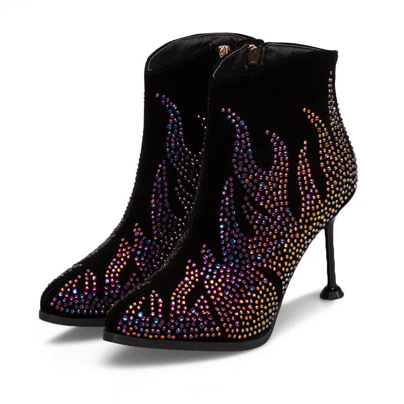Mixed-Blood Pointed Fancy Diamond Party Boots