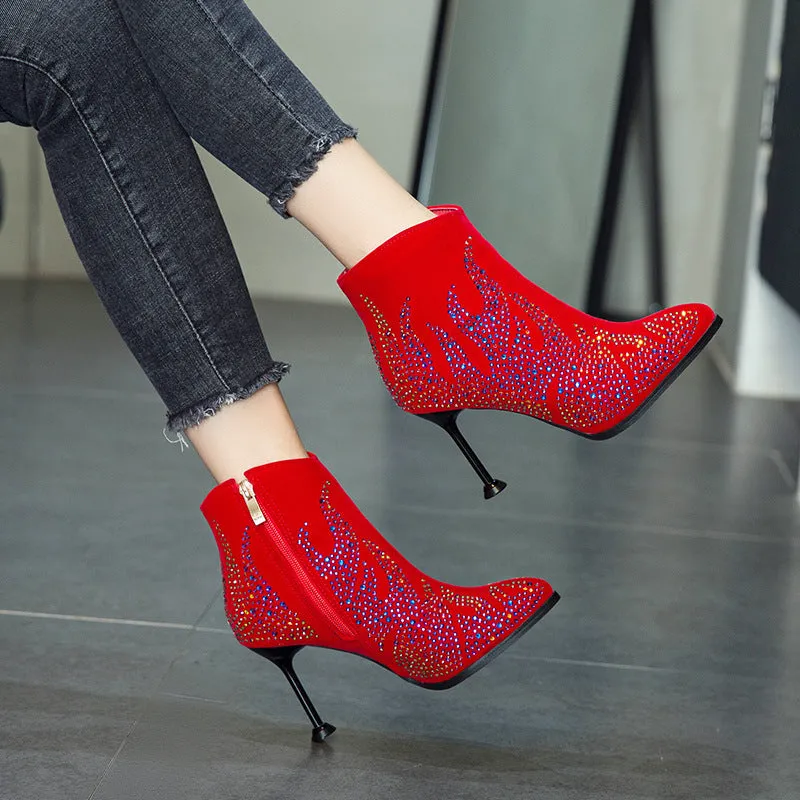 Mixed-Blood Pointed Fancy Diamond Party Boots