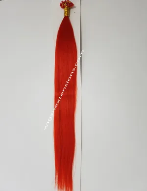 Nail/U Tip Hair Extensions Colour Red High Grade 24 Inches