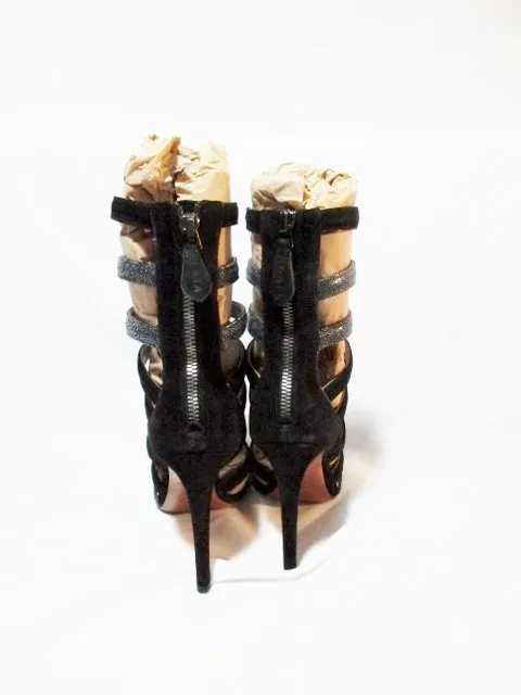 NEW ALAIA PARIS Stiletto Caged Sandal BLACK Suede Gladiator Shoe 36 6 Womens