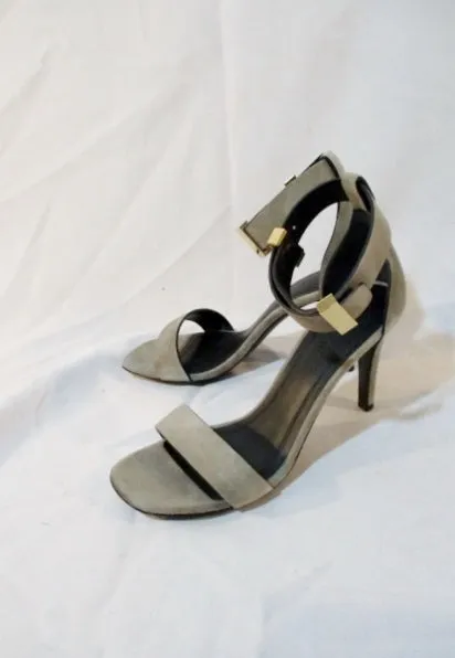 NEW CELINE PARIS Strappy Open Sandal Suede ITALY Shoe 36 6 Light KHAKI GRAY Womens