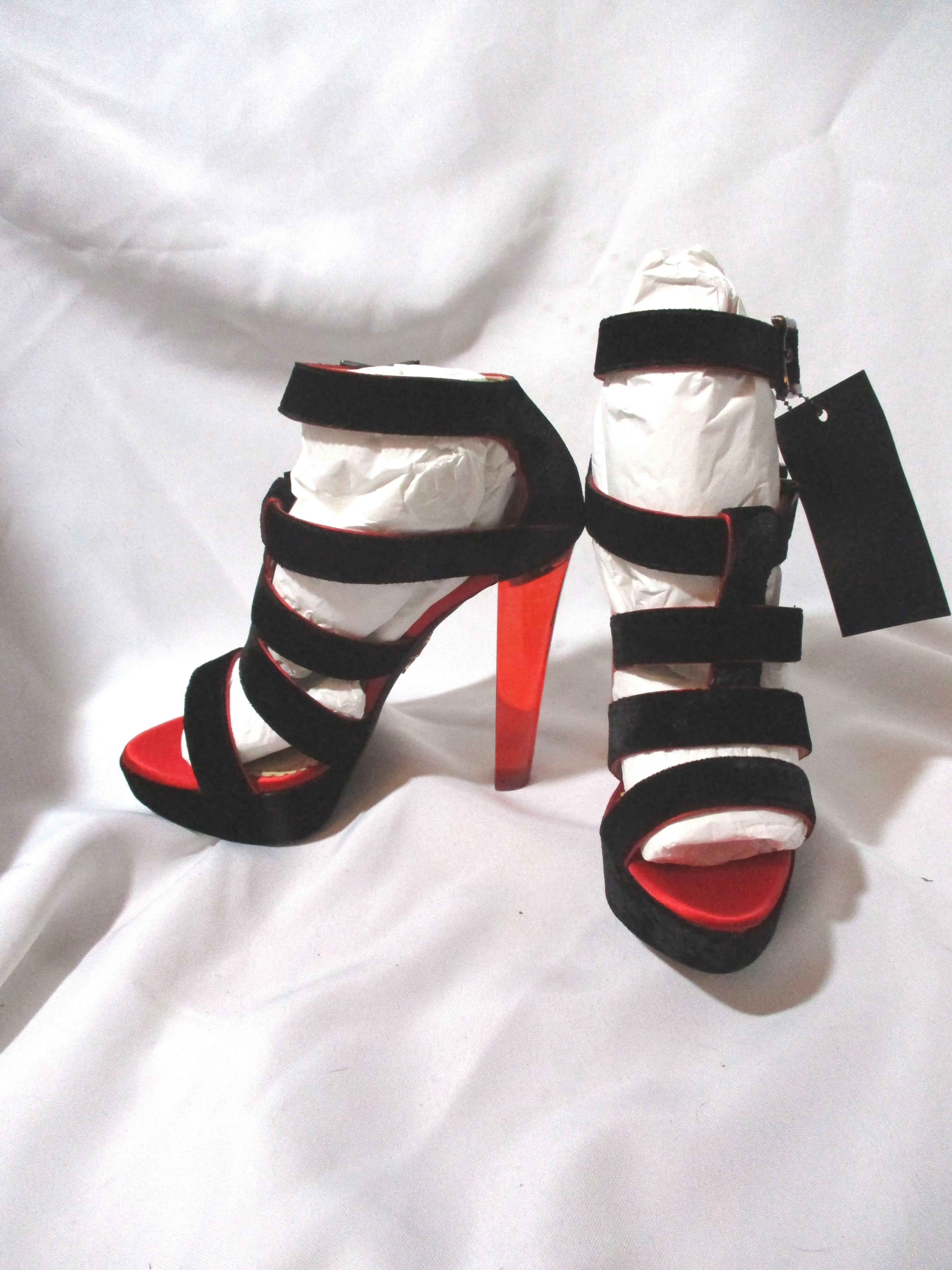 NEW CHARLOTTE OLYMPIA HORTENCIA Strappy Sandal HEEL Shoe BLACK 36.5
