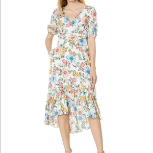 NEW Donna Morgan Bubble Sleeve High-low Midi Dress