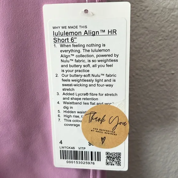 NEW Lululemon Align High-Rise Short 6” - Size 4