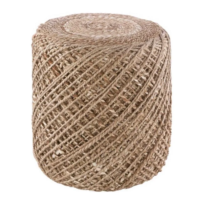 New Surya Durban Cottage Cylinder Hand Woven Pouf With Taupe And Tan And Khaki! Made in India! Retails $343 