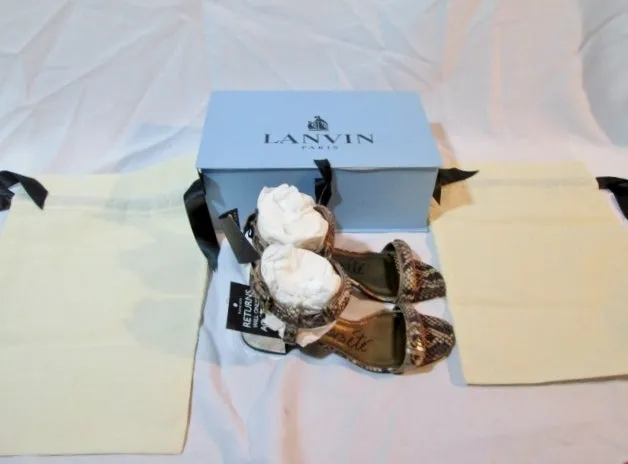 NEW Womens LANVIN ETE 2013 PYTHON SNAKESKIN Sandal Shoe 36.5 / 6 BEIGE