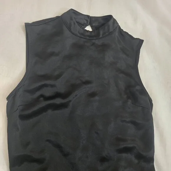 NonChalant Dawn Open Back Satin Mini Dress Black XS