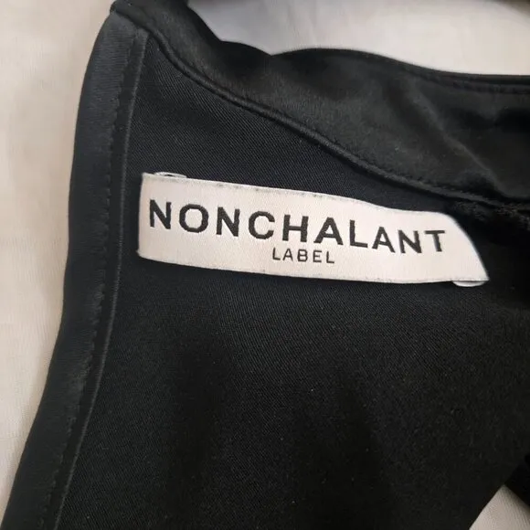 NonChalant Dawn Open Back Satin Mini Dress Black XS