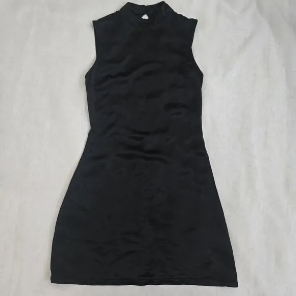NonChalant Dawn Open Back Satin Mini Dress Black XS