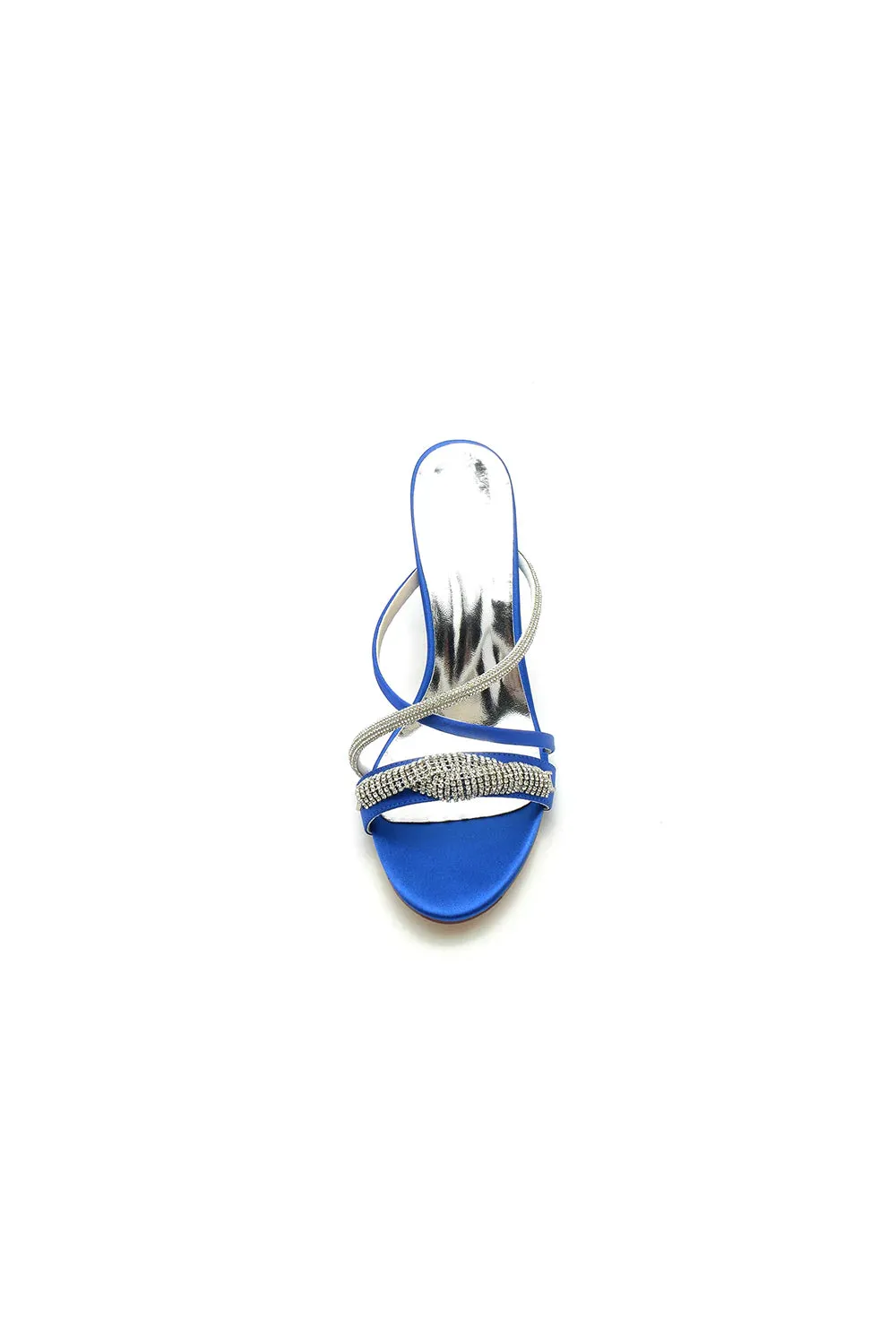 Open Toe Block Heels with Rhinestone