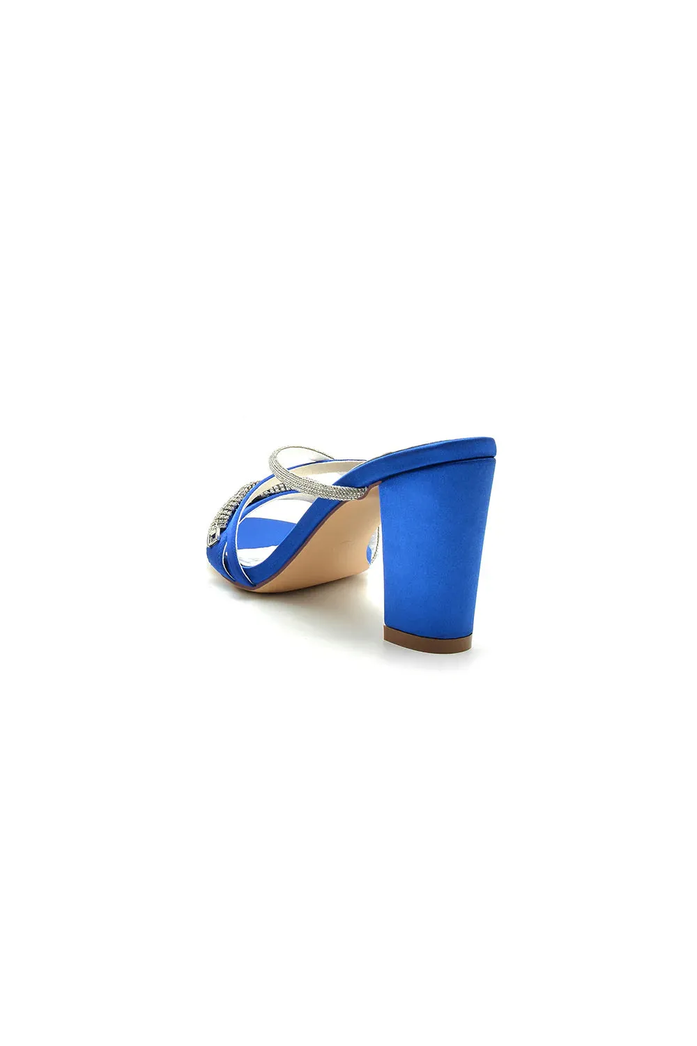 Open Toe Block Heels with Rhinestone