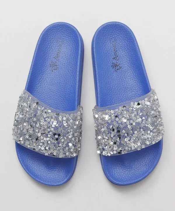 Open Toe Glitter Sliders