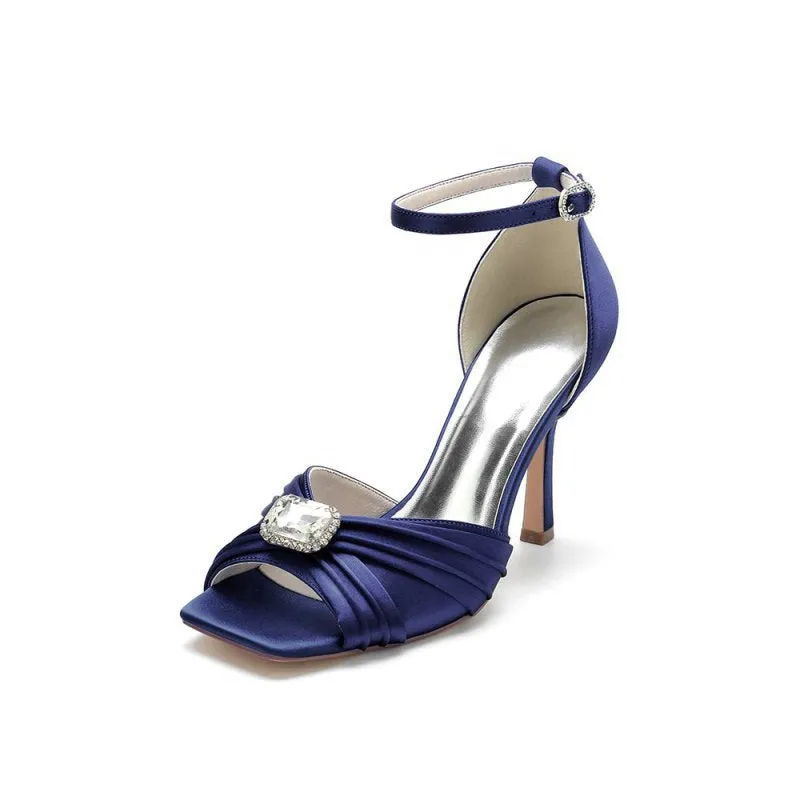 Open Toe Stiletto Heels with Ankle Strap