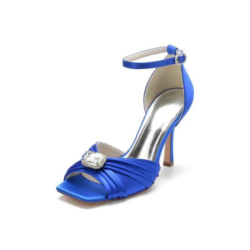 Open Toe Stiletto Heels with Ankle Strap