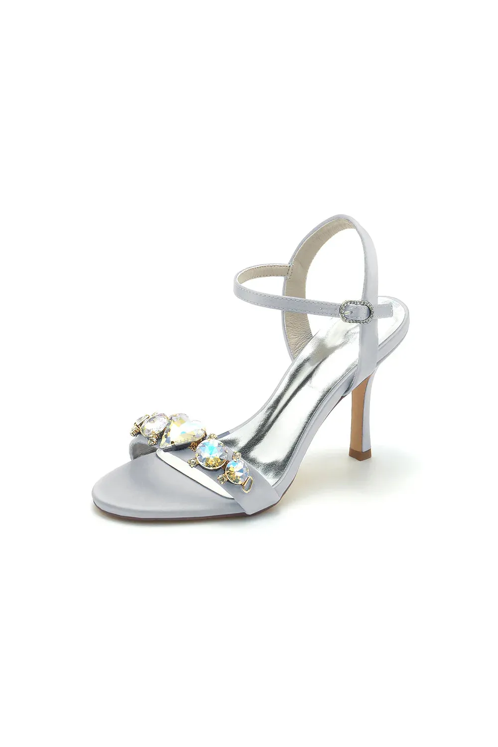 Open Toe Ultra High Heels with Rhinestone