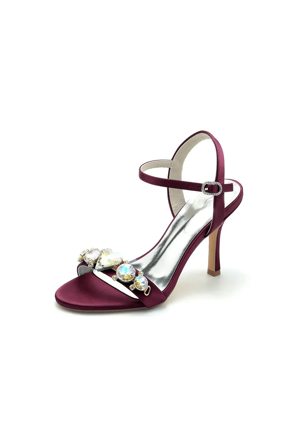 Open Toe Ultra High Heels with Rhinestone