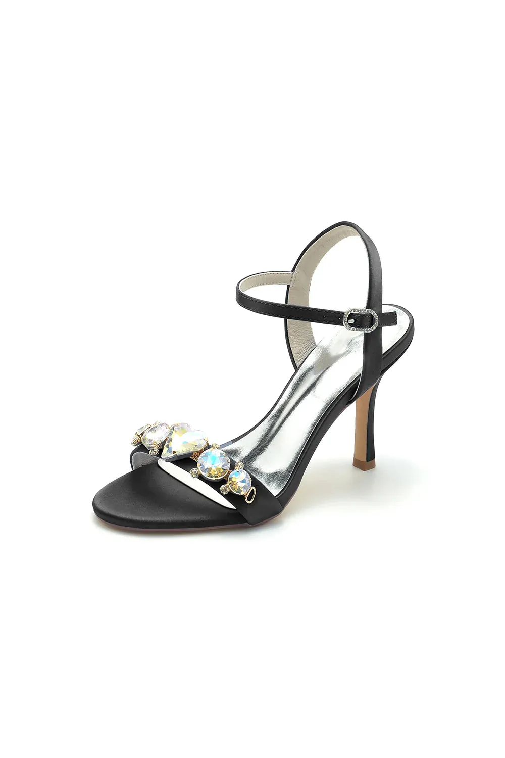Open Toe Ultra High Heels with Rhinestone