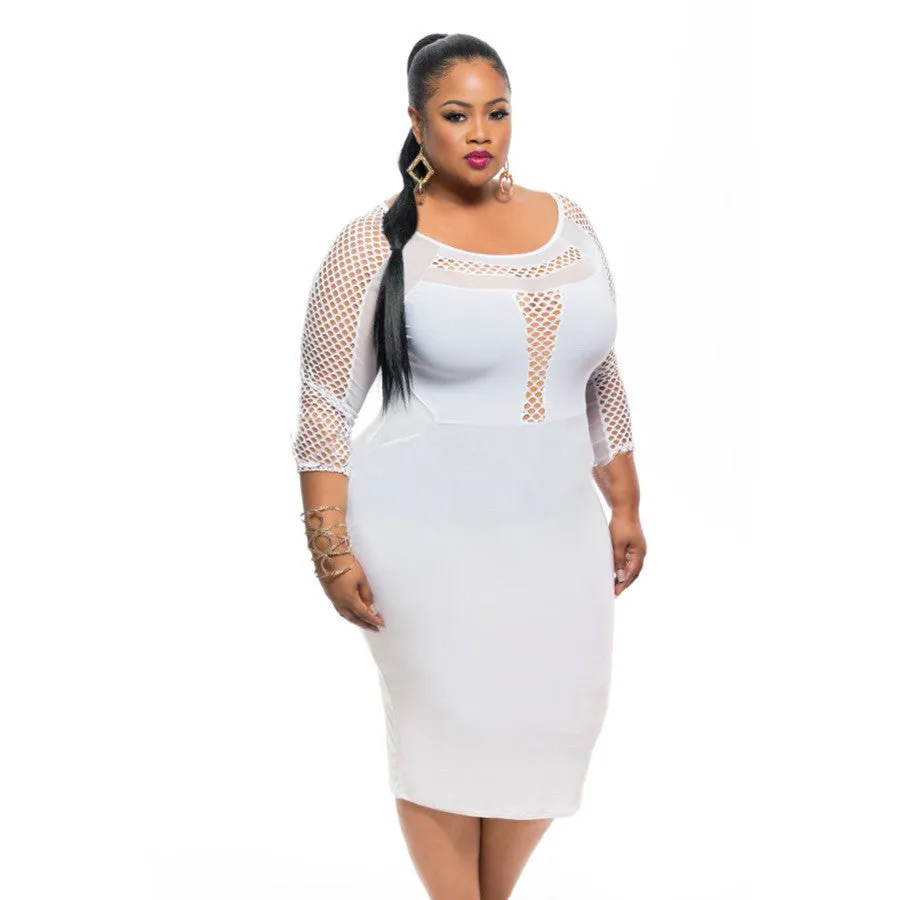 Patchwork Lace Mesh Bandage Dress Tight Sexy Club Party Dress