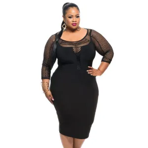 Patchwork Lace Mesh Bandage Dress Tight Sexy Club Party Dress